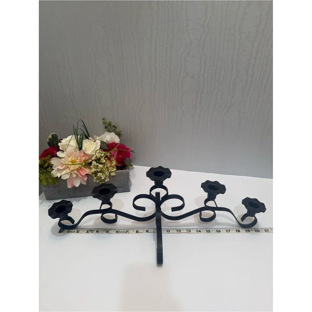 Vintage Black Wrought Iron Candelabra Gothic